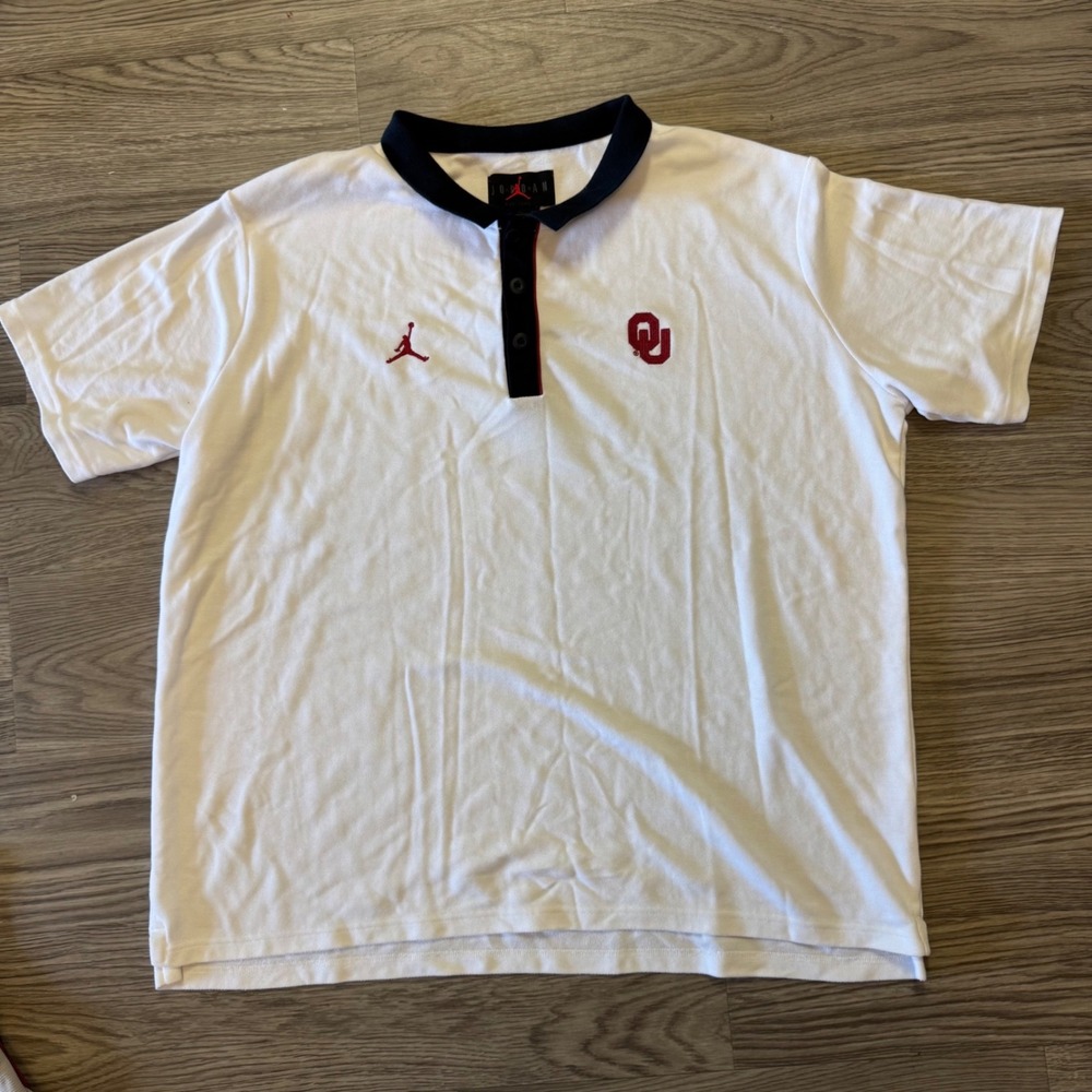 Jordan Brand Oklahoma Sooners Polo Bundle Mens XL White Grey Crimson OU 2 Pack - Picture 3 of 5
